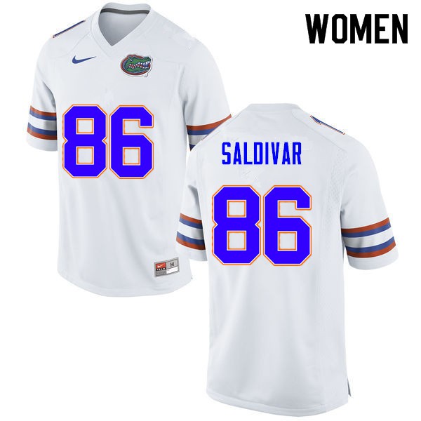 Women #86 Andres Saldivar Florida Gators College Football Jerseys White